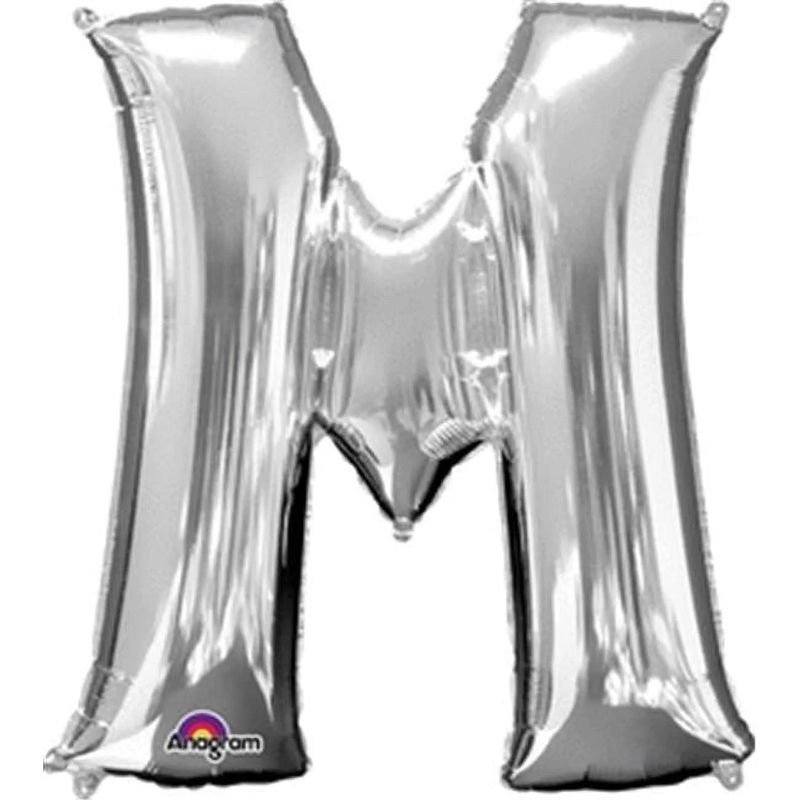 Letter Balloons 34" Silver Letter M