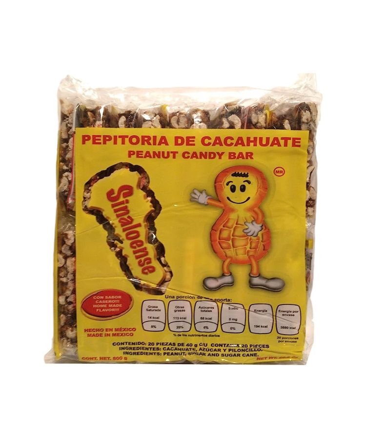 Sinaloense Pepitoria De Cacahuate 20 Pcs - Peanut Candy Brittle Bar