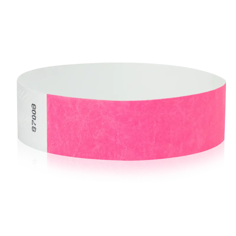 Tyvek 3/4"X10" Solid Neon Pink Wristbands Pack Of 100