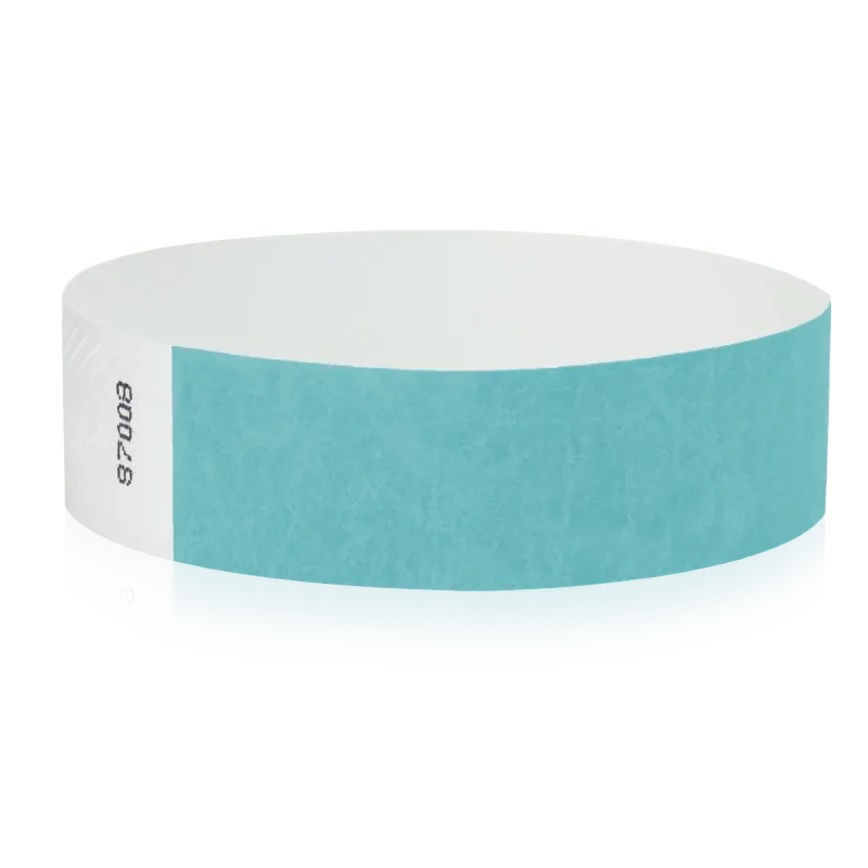 Tyvek 3/4""X10"" Solid Aqua Wristbands Pack of 500 Plain