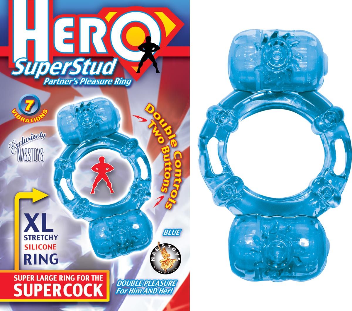 HERO SUPERSTUD PARTNER&#39;S PLEASURE RING - BLUE - #2269-1