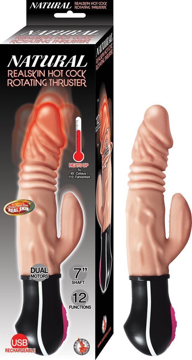 NATURAL REALSKIN HOT COCK ROTATING THRUSTER-WHITE - #2907