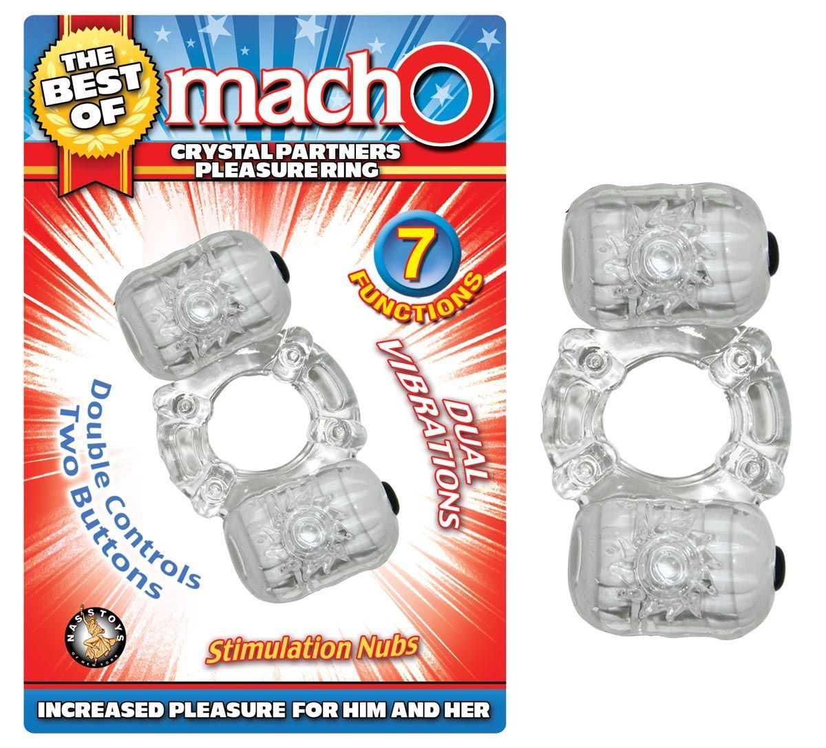 THE BEST OF MACHO CRYSTAL PARTNERS PLEASURE RING-CLEAR - #2747
