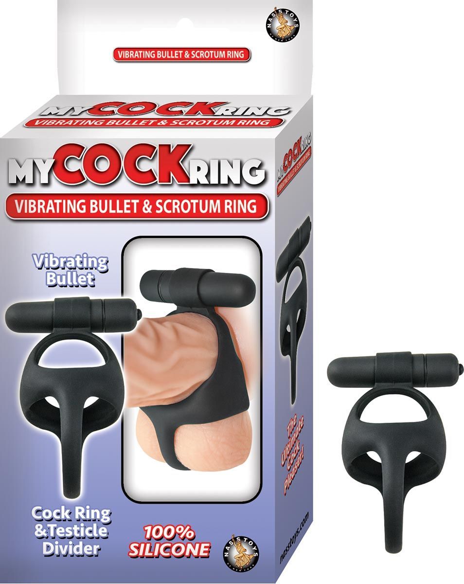 MY COCKRING VIBRATING BULLET &amp; SCROTUM RING-BLACK - #2709