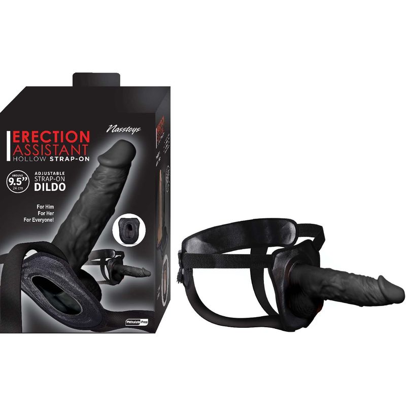 ERECTION ASSISTANT HOLLOW STRAP-ON 9.5&quot;-BLACK - #3056-2