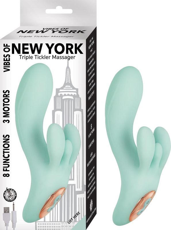 VIBES OF NEW YORK TRIPLE TICKLER MASSAGER-AQUA - #2923-1