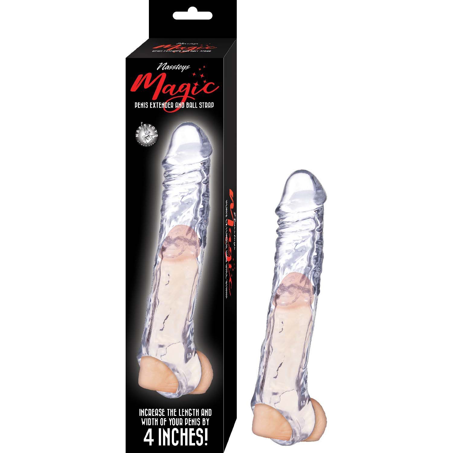 MAGIC PENIS EXTENDER &amp; BALL STRAP 7.5&quot;-CLEAR - #3227