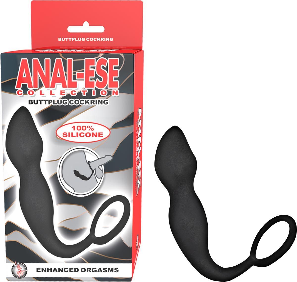 ANAL-ESE BUTTPLUG COCKRING-BLACK - #2945
