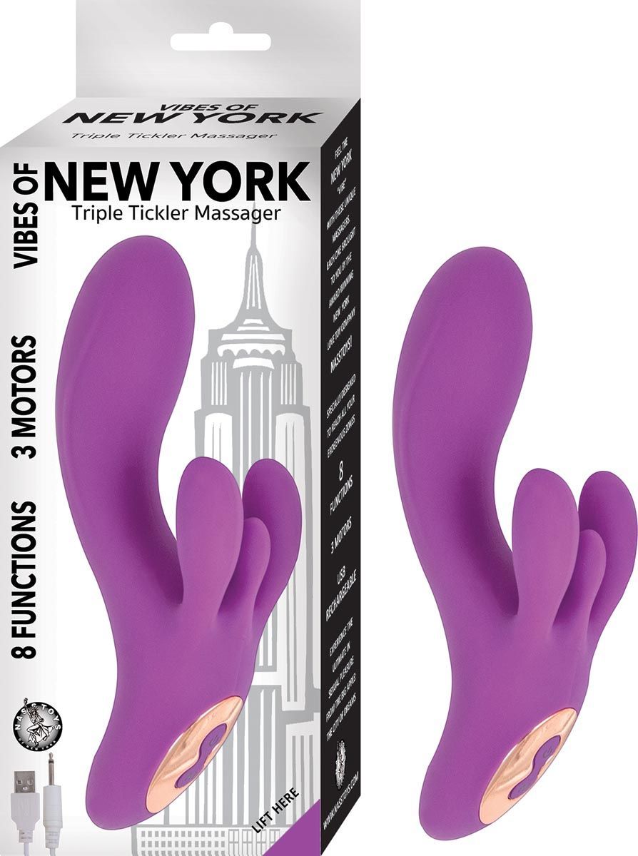 VIBES OF NEW YORK TRIPLE TICKLER MASSAGER-PURPLE - #2923-2