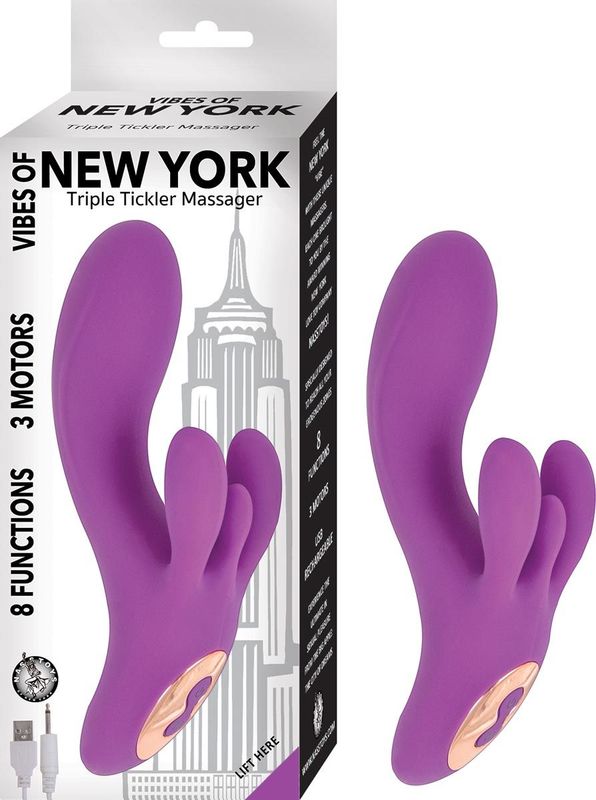 VIBES OF NEW YORK TRIPLE TICKLER MASSAGER-PURPLE - #2923-2