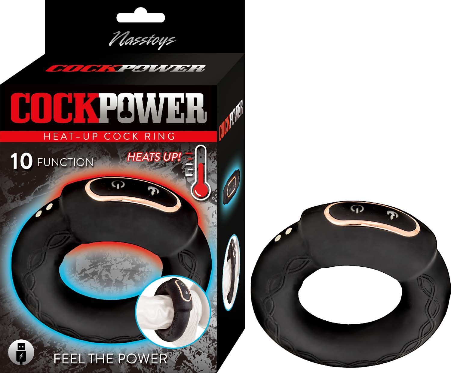 COCKPOWER HEAT UP COCK RING-BLACK - #3169