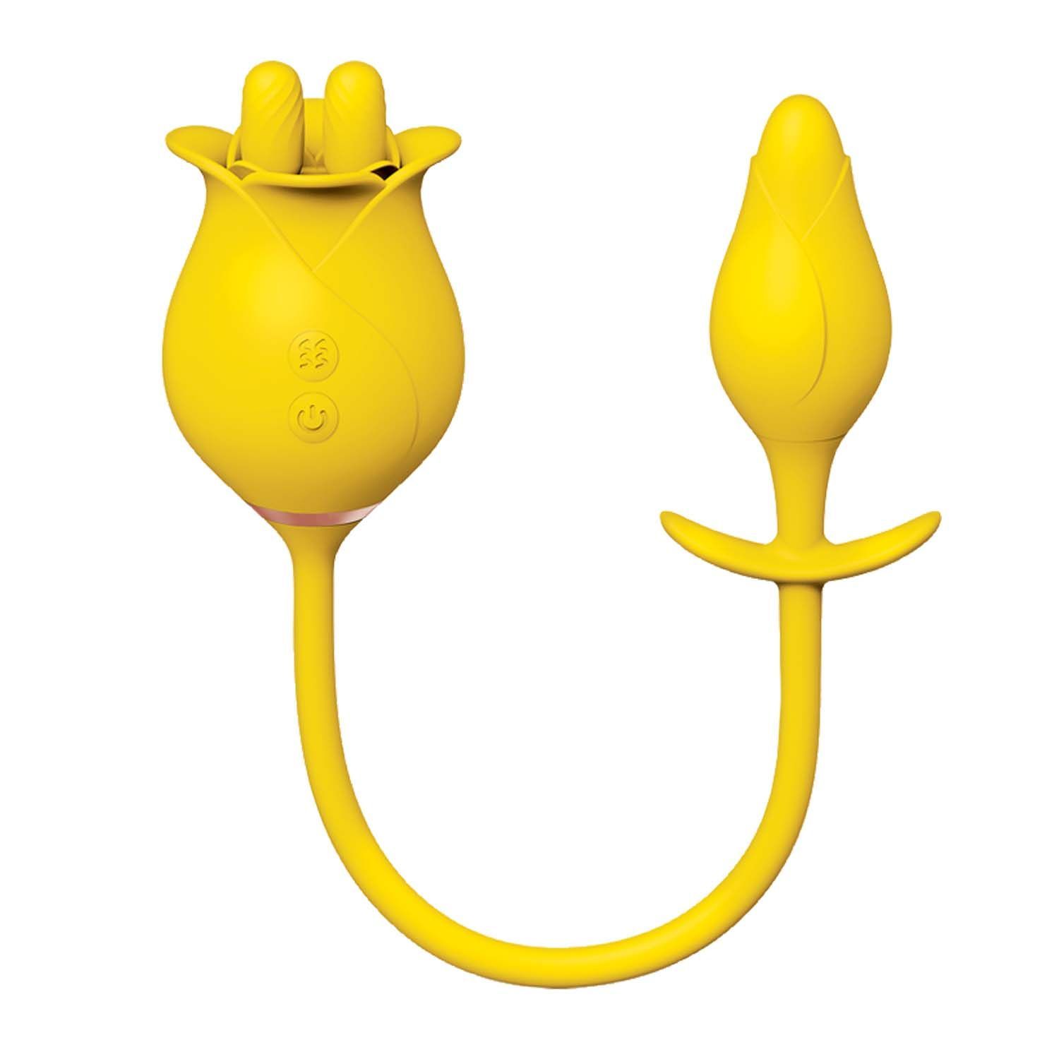 CLIT-TASTIC TULIP FINGER MASSAGER &amp; PLEASURE PLUG-YELLOW - #3163-2