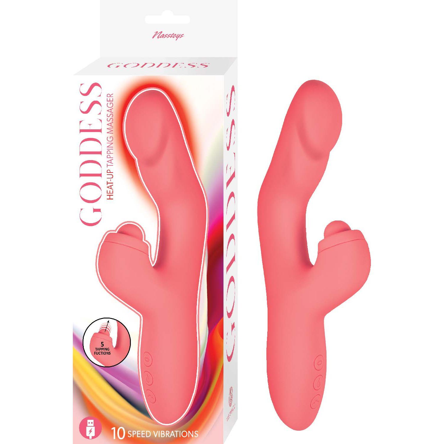 GODDESS HEAT UP TAPPING MASSAGER-CORAL - #3199-1