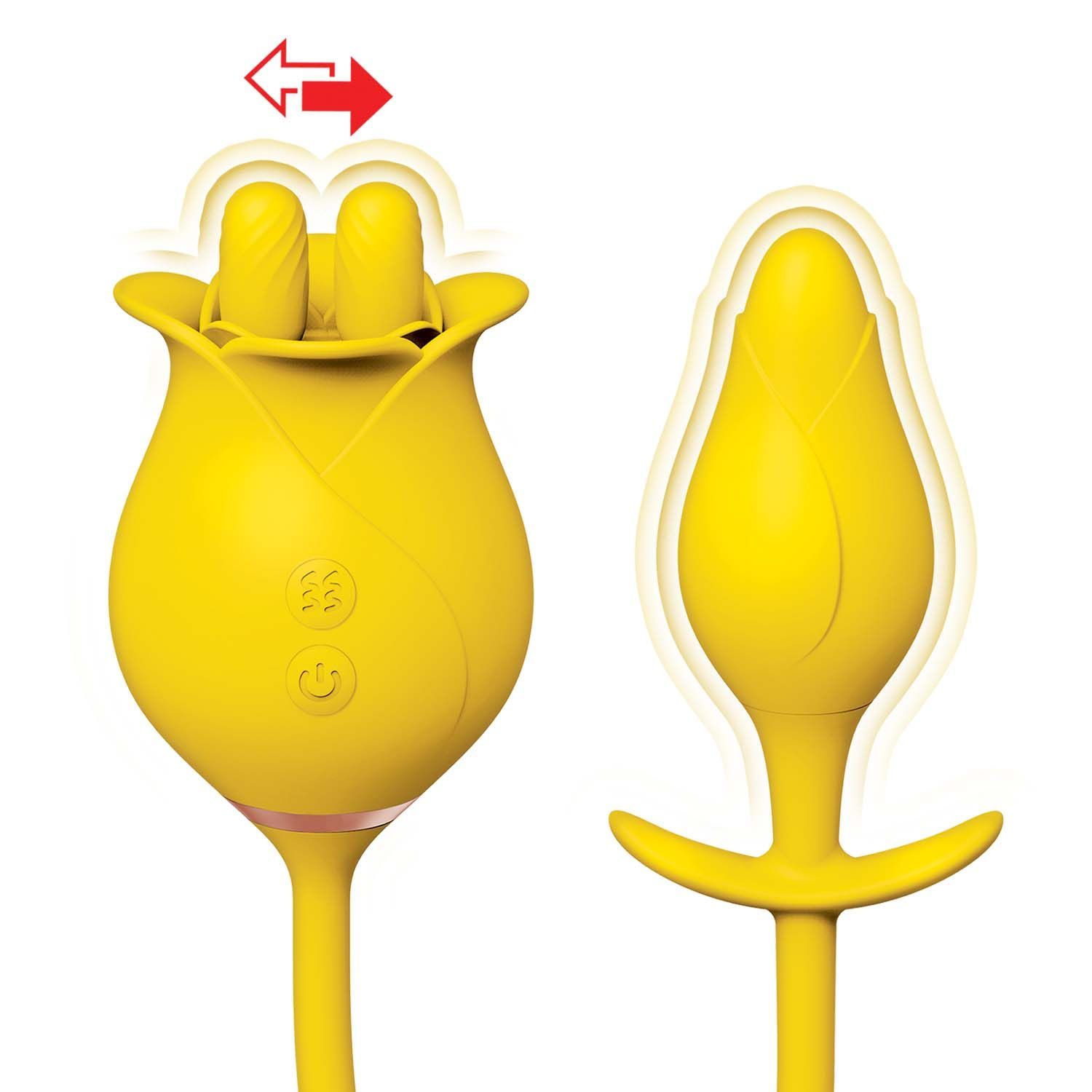 CLIT-TASTIC TULIP FINGER MASSAGER &amp; PLEASURE PLUG-YELLOW - #3163-2