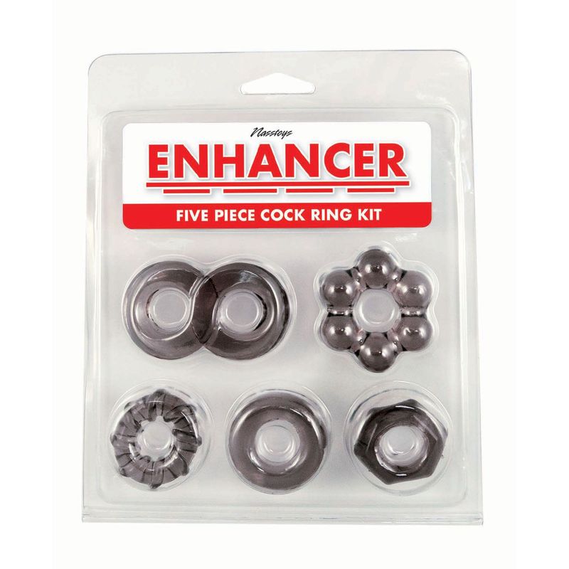 ENHANCER FIVE PIECE COCK RING SET-BLACK - #3282