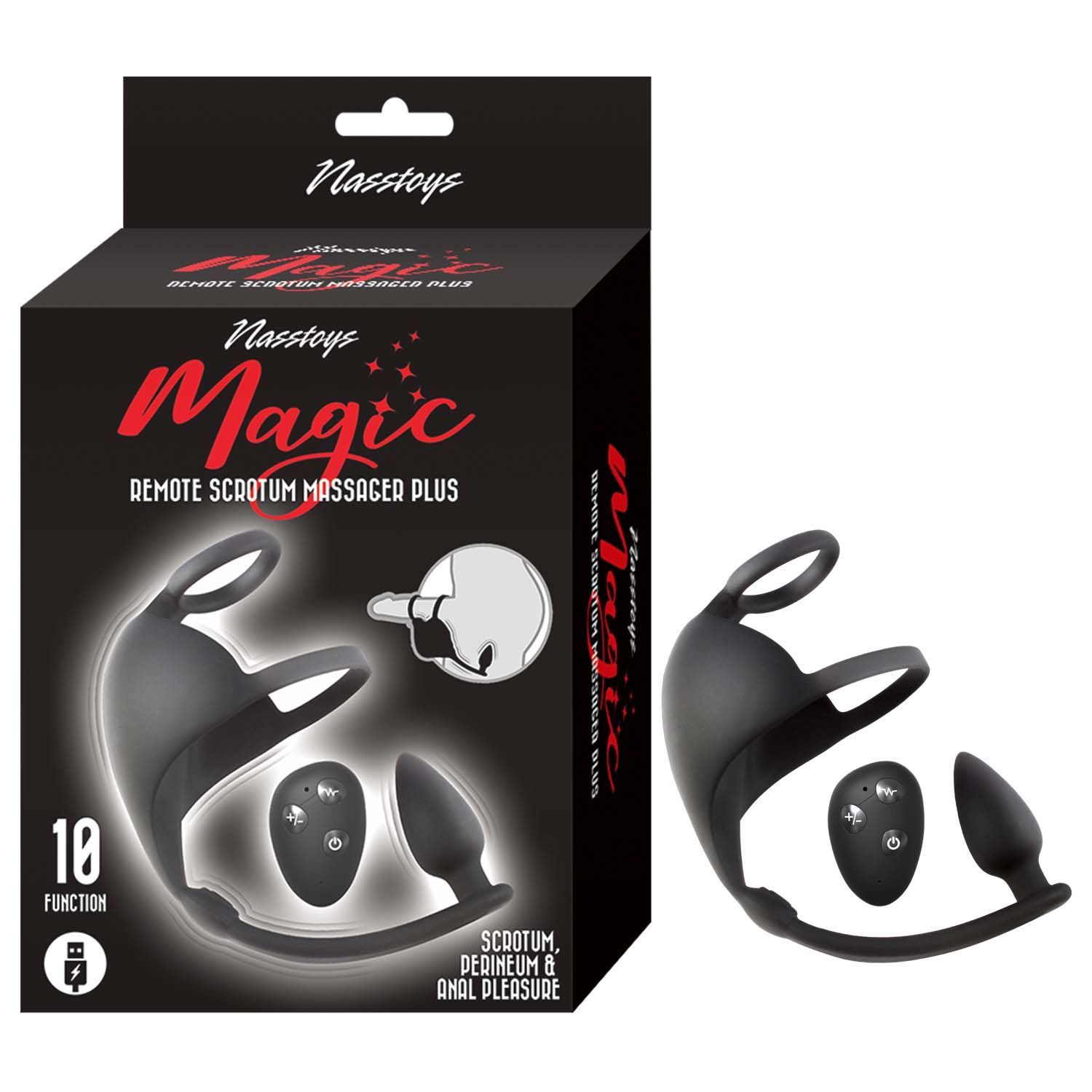 MAGIC REMOTE SCROTUM MASSAGER PLUG-BLACK - #3217