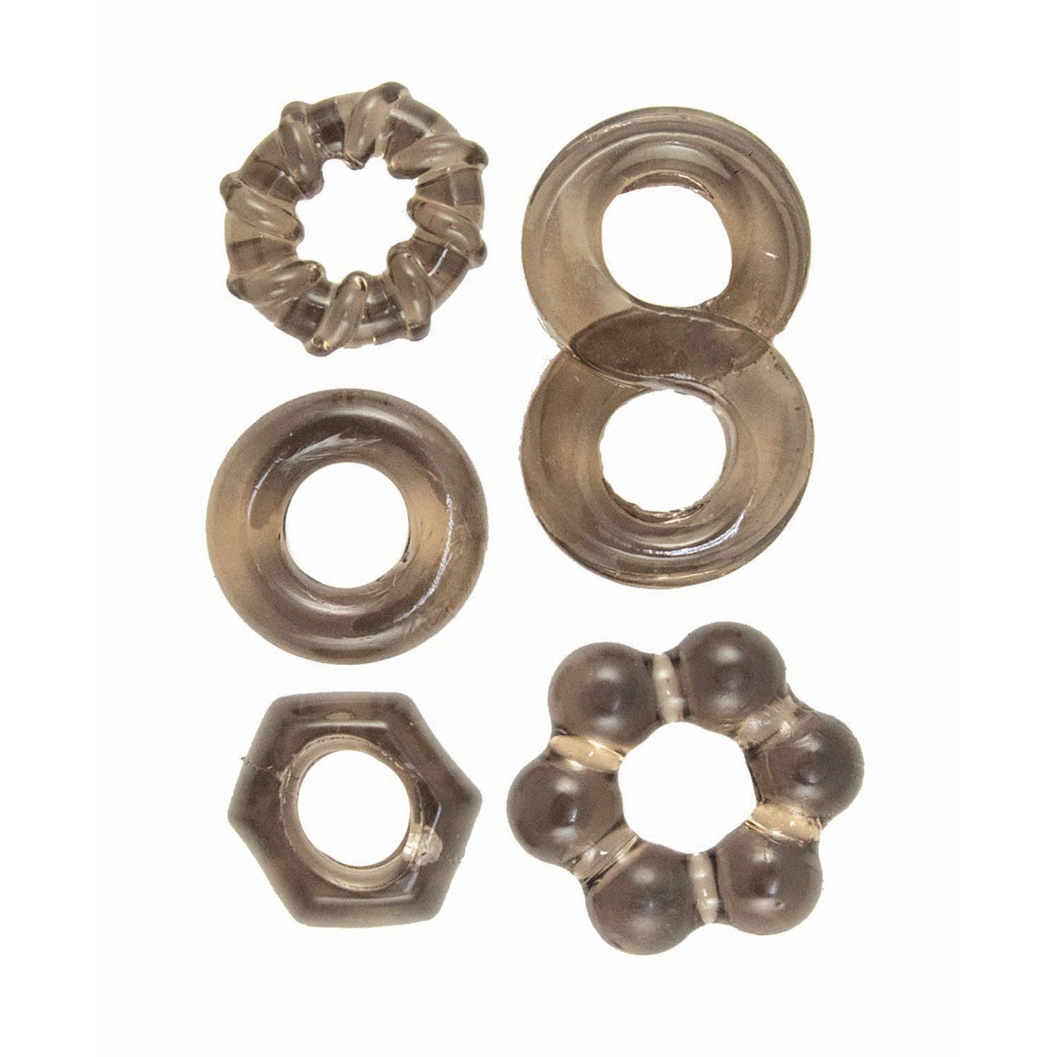 ENHANCER FIVE PIECE COCK RING SET-BLACK - #3282