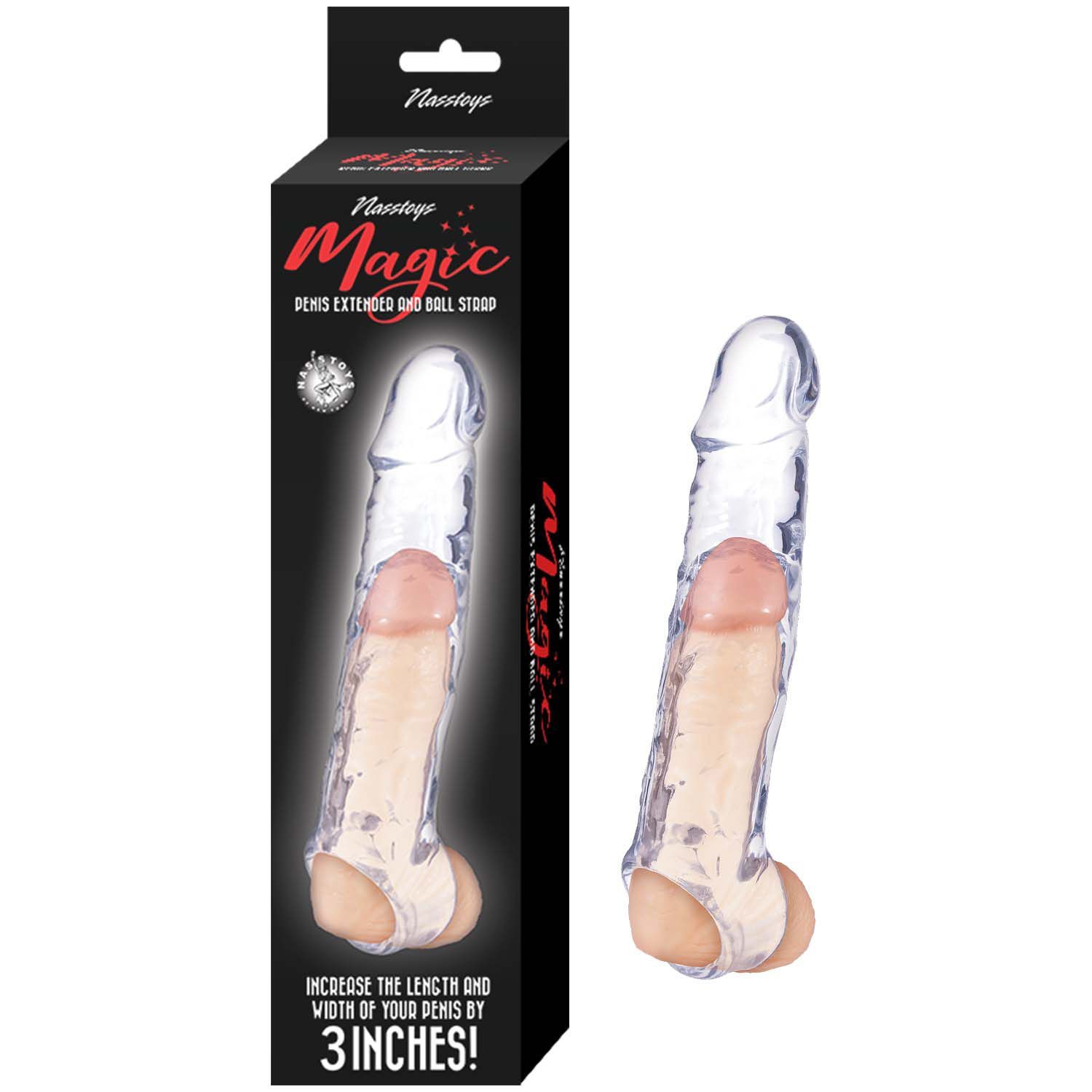 MAGIC PENIS EXTENDER &amp; BALL STRAP 6.5&quot;-CLEAR - #3226