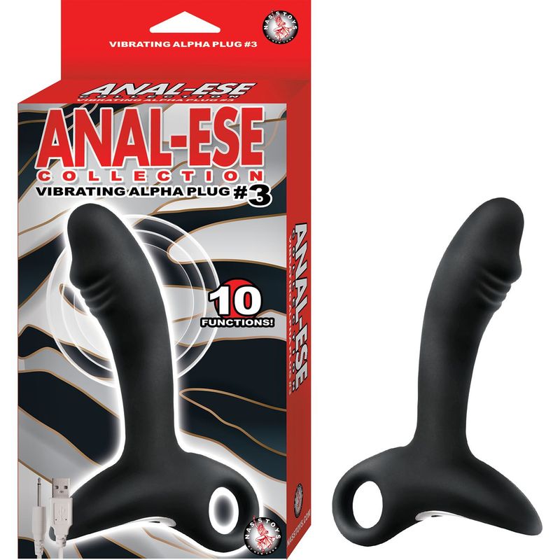 ANAL-ESE COLLECTION VIBRATING ALPHA PLUG #3-BLACK - #2983