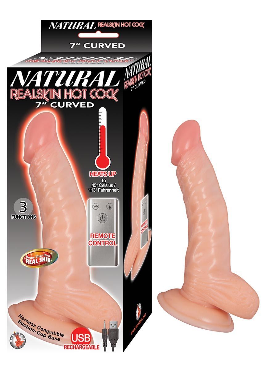 NATURAL REALSKIN HOT COCK CURVED 7&quot;-WHITE - #2891-1
