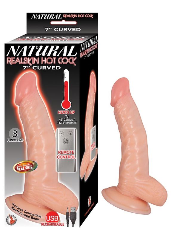NATURAL REALSKIN HOT COCK CURVED 7&quot;-WHITE - #2891-1