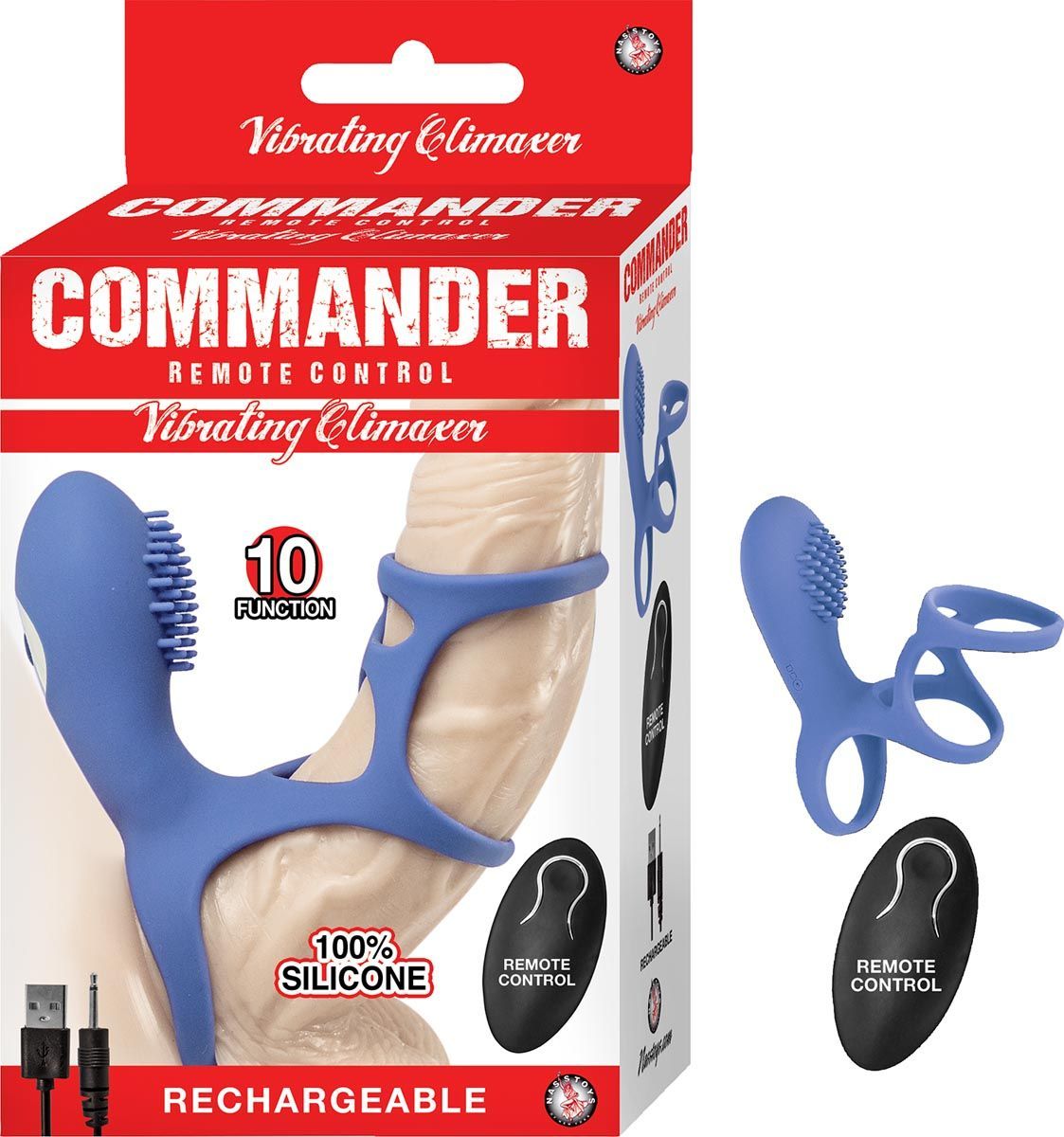 COMMANDER REMOTE CONTROL VIBRATING CLIMAXER-BLUE - #2896-2