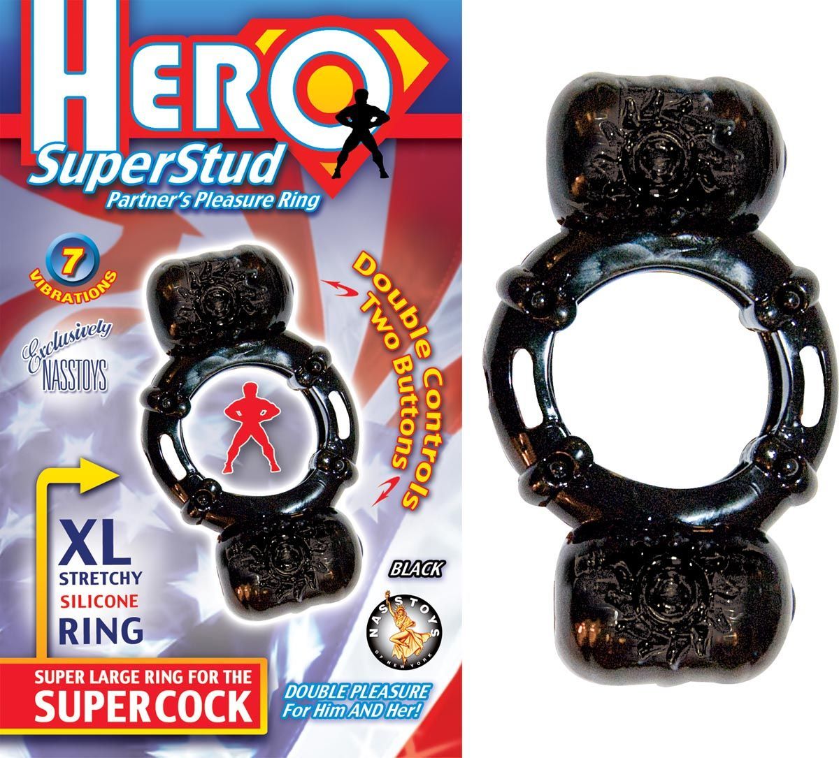 HERO SUPERSTUD PARTNER&#39;S PLEASURE RING - BLACK - #2269-3