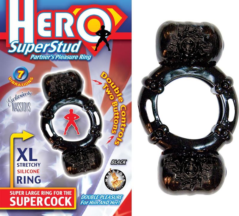 HERO SUPERSTUD PARTNER&#39;S PLEASURE RING - BLACK - #2269-3