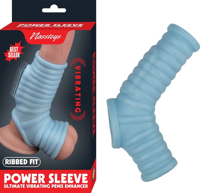 VIBRATING RIBBED SLEEVE-BLUE - #3126-2