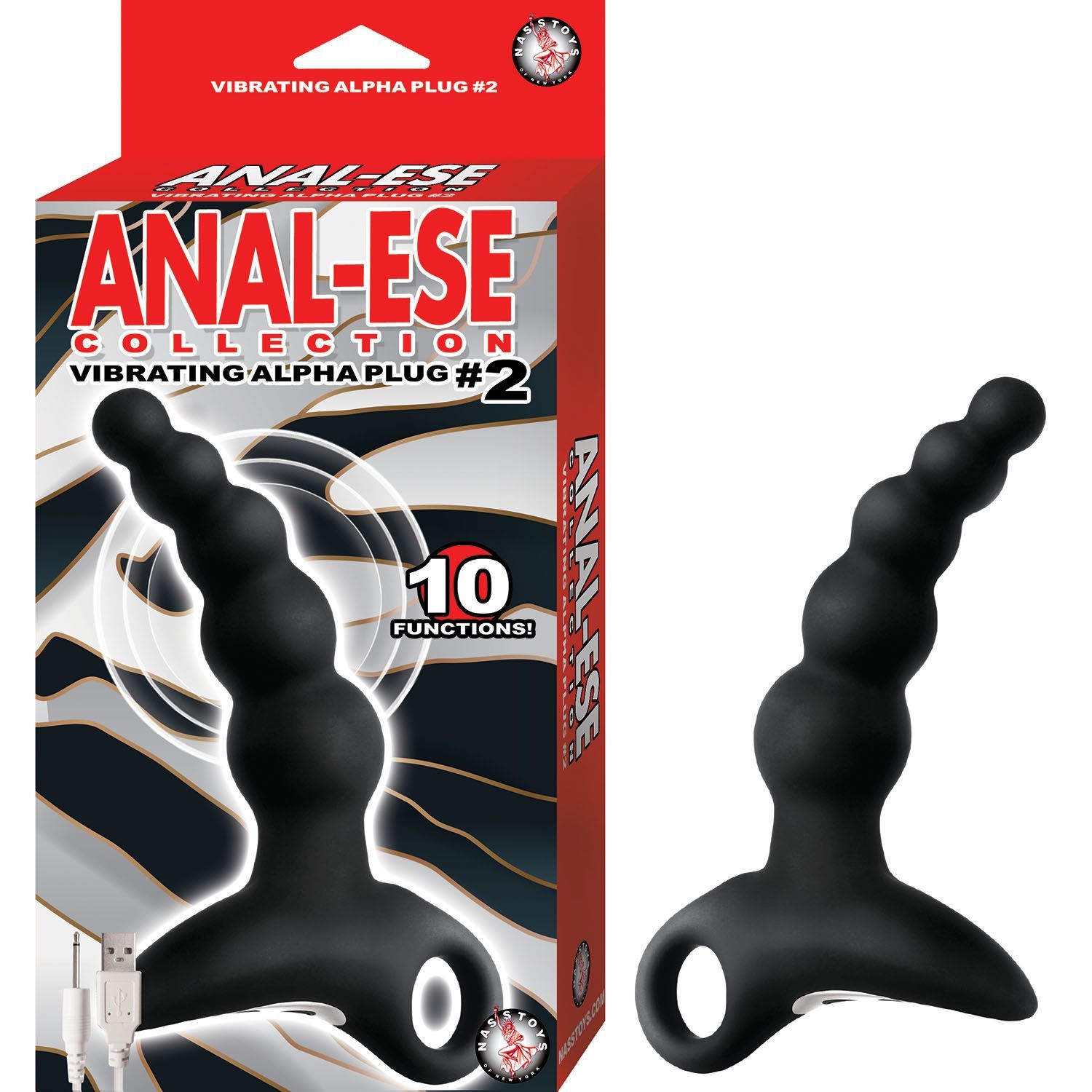 ANAL-ESE COLLECTION VIBRATING ALPHA PLUG #2-BLACK - #2982