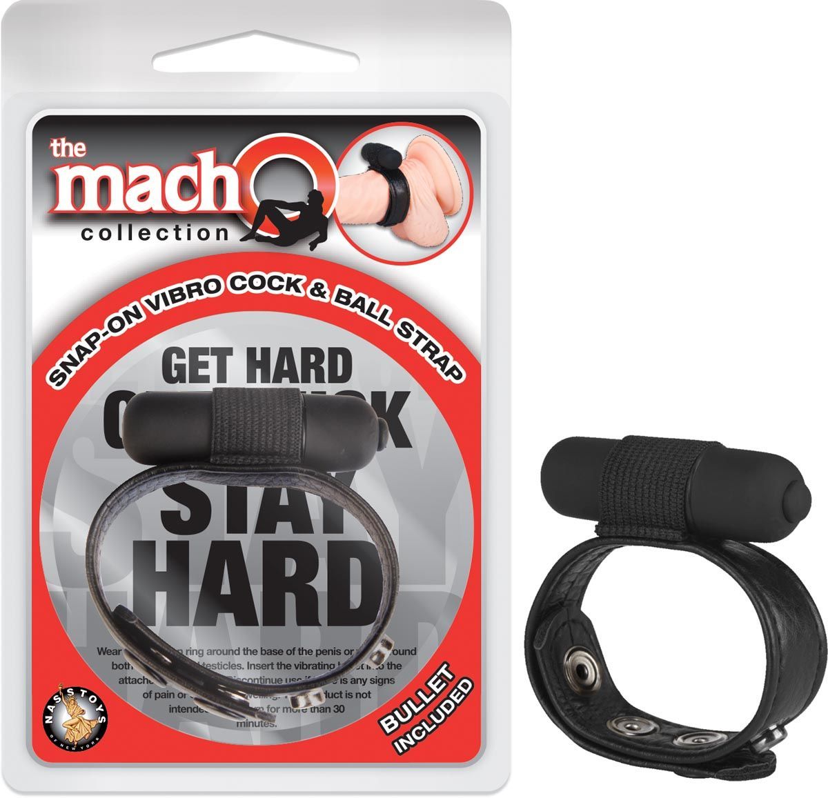 THE MACHO SNAP-ON VIBRO COCK &amp; BALL STRAP - BLACK - #2477