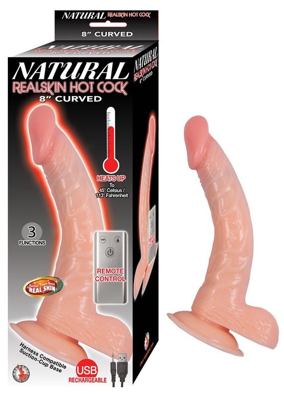 NATURAL REALSKIN HOT COCK CURVED 8&quot;-WHITE - #2892-1