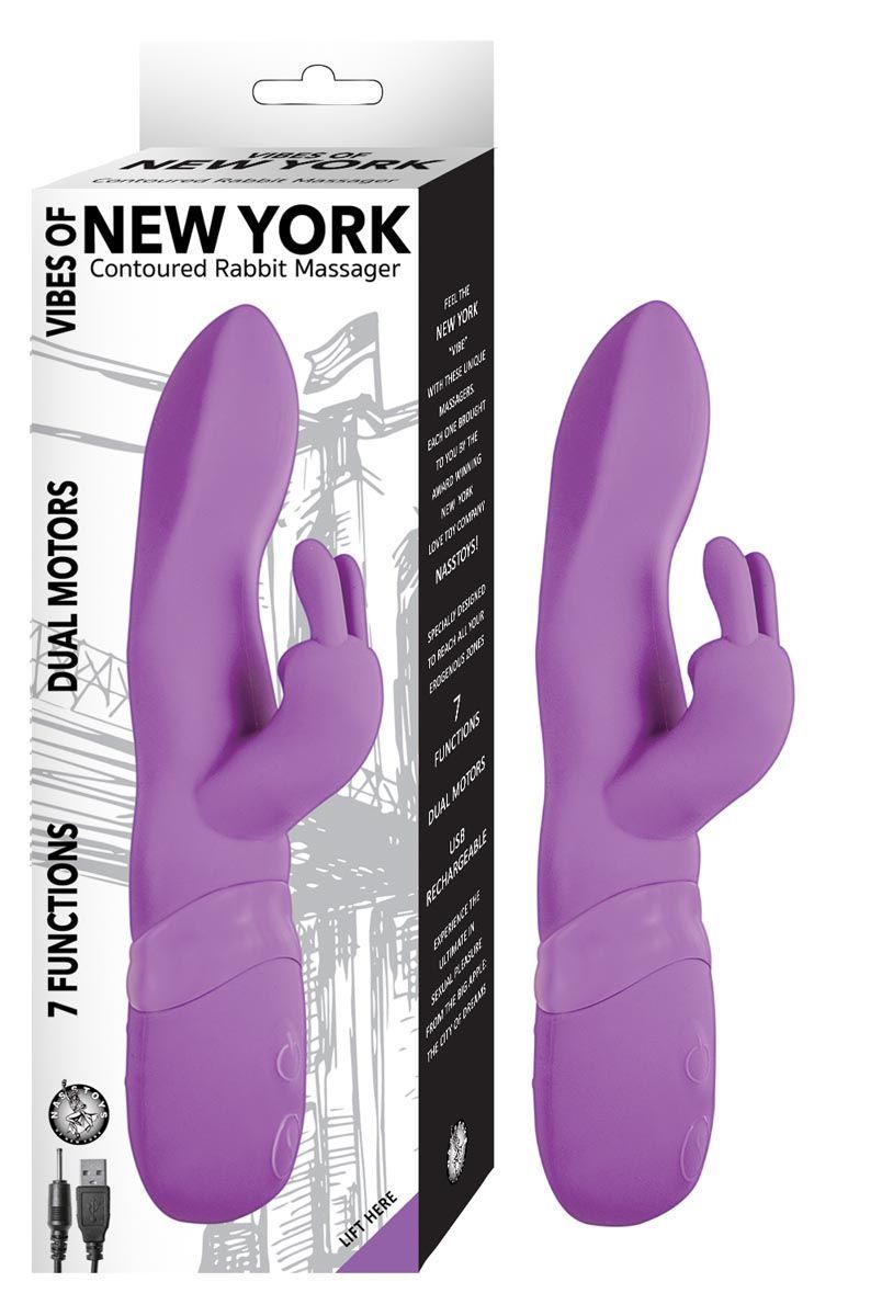 VIBES OF NEW YORK CONTOURED RABBIT MASSAGER-PURPLE - #2882-2