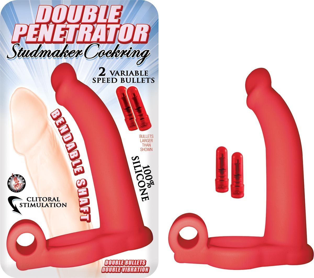 DOUBLE PENETRATOR STUDMAKER COCKRING-RED - #2682-1