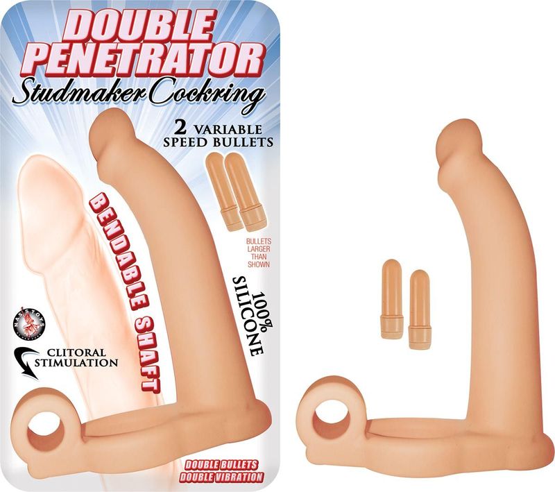 DOUBLE PENETRATOR STUDMAKER COCKRING-WHITE - #2682-2