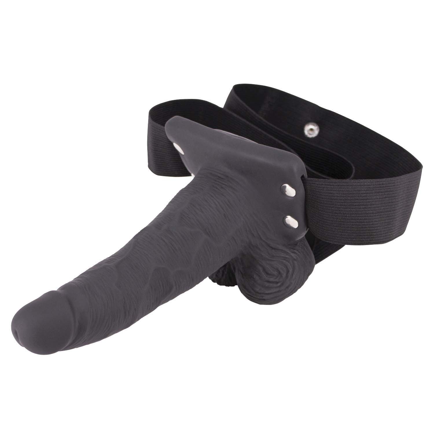 ERECTION ASSISTANT HOLLOW STRAP-ON 6&quot; VIBRATING-BLACK - #3079-2