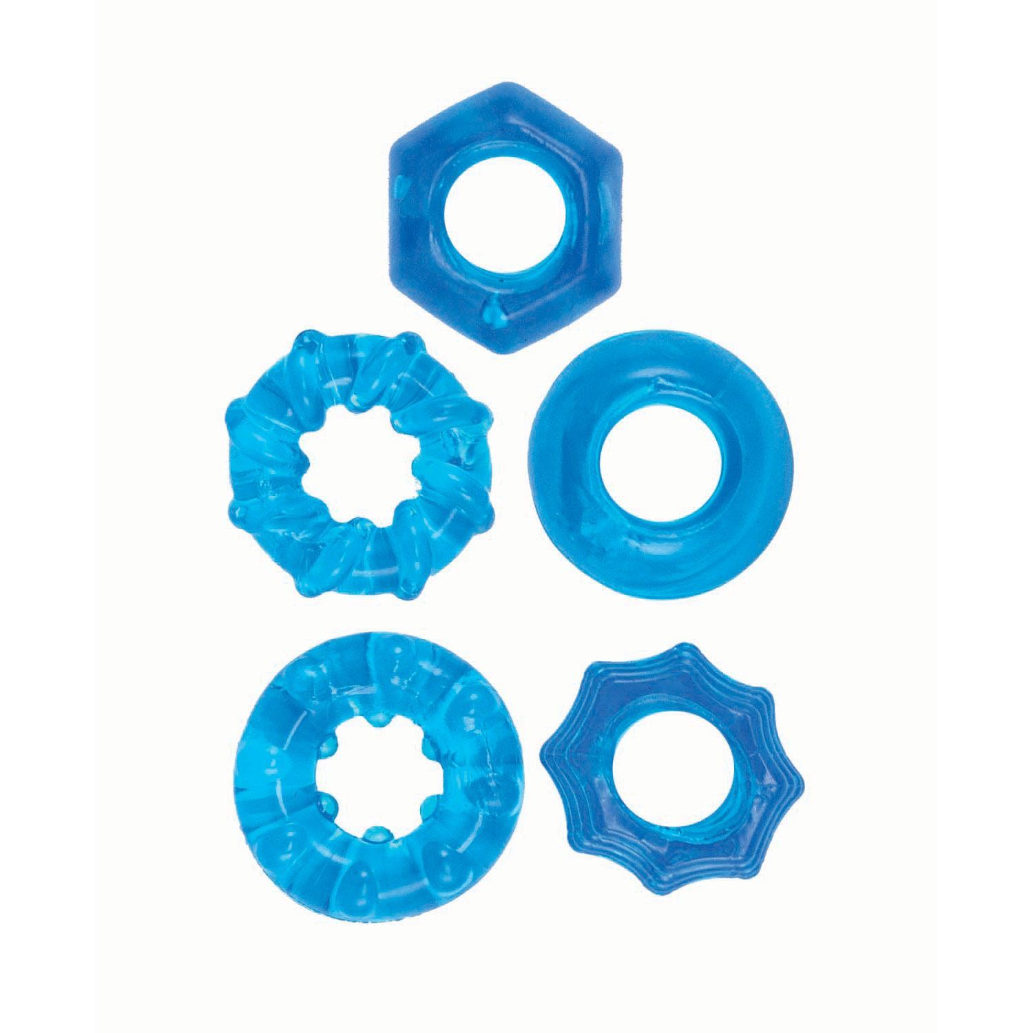 ENHANCER FIVE PIECE COCK RING SET-BLUE - #3280