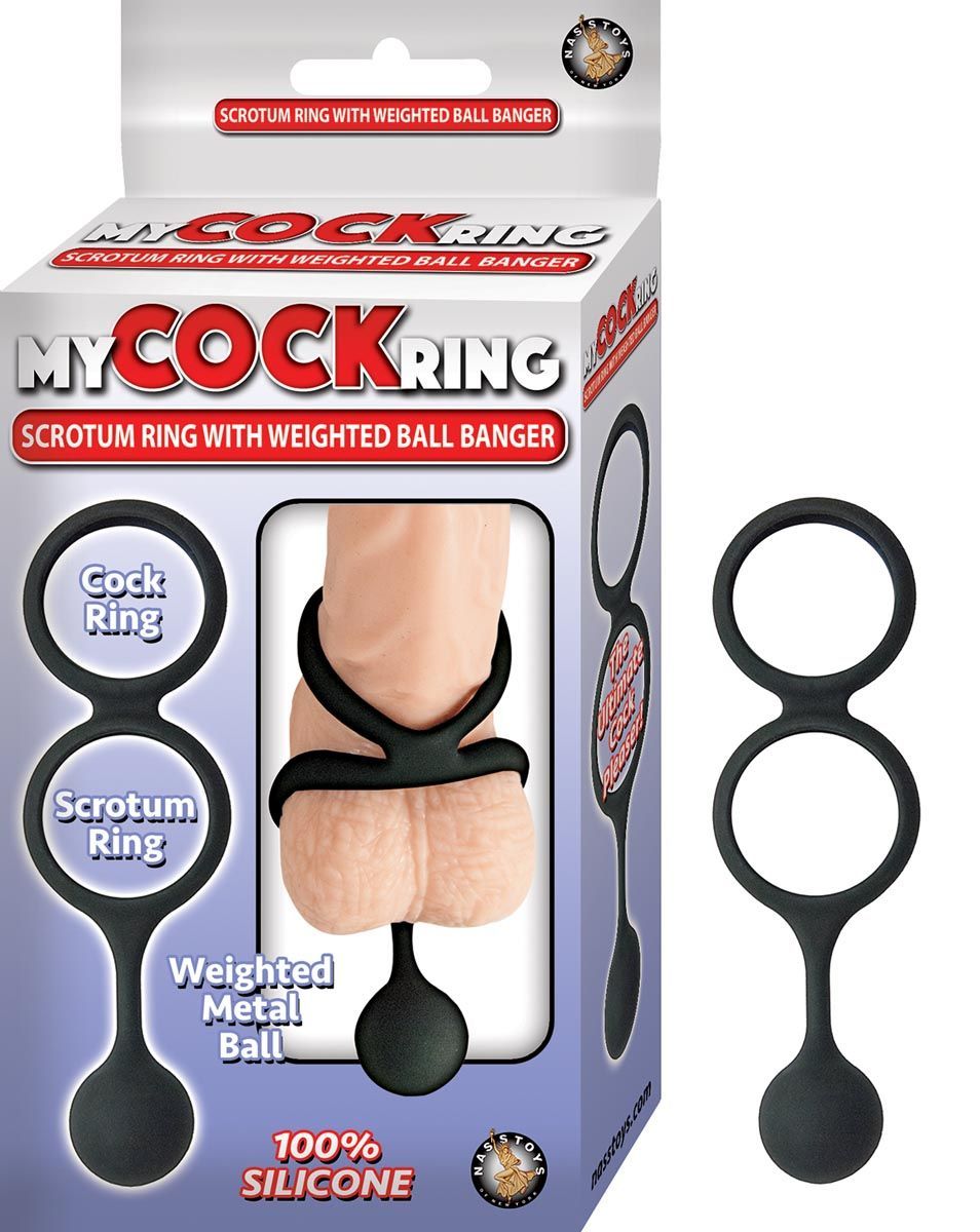 MY COCKRING SCROTUM RING WITH WEIGHTED BALL BANGER-BLACK - #2727