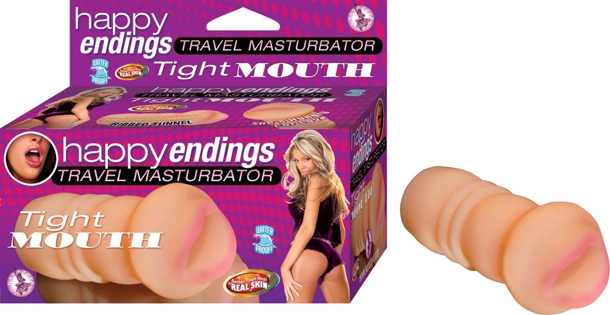 HAPPY ENDINGS TRAVEL MASTURBATOR TIGHT MOUTH - WHITE - #2379
