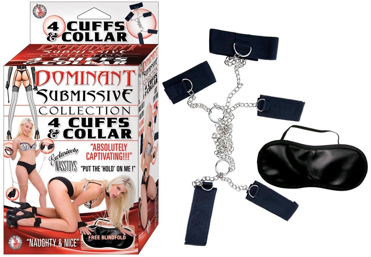 DOMINANT SUBMISSIVE 4 CUFFS &amp; COLLAR - BLACK - #2280