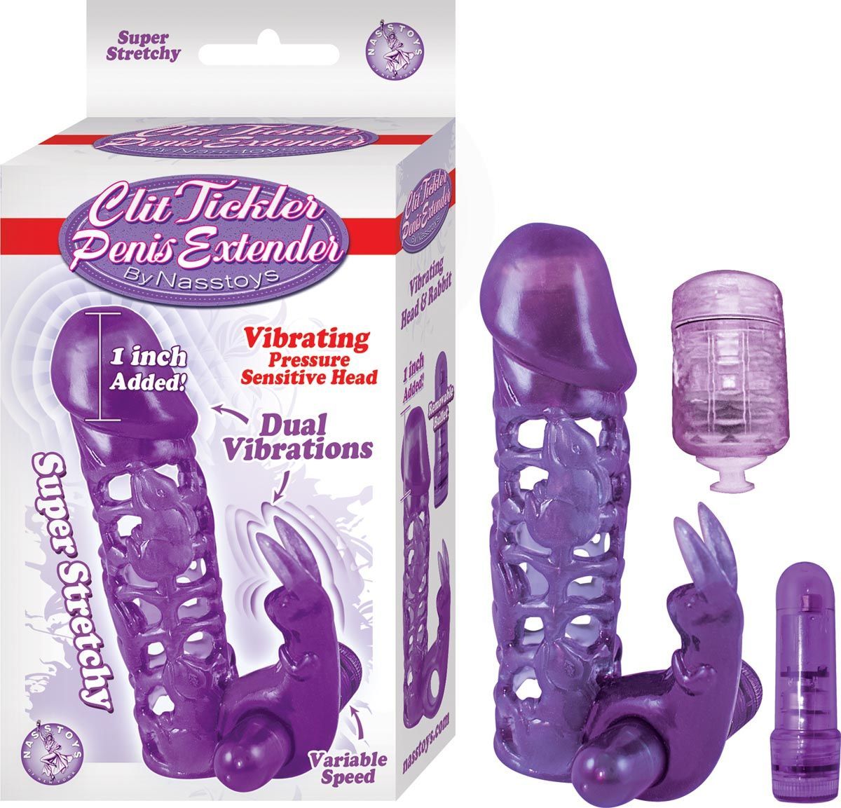 CLIT TICKLER PENIS EXTENDER BY NASSTOYS-PURPLE - #2481-2