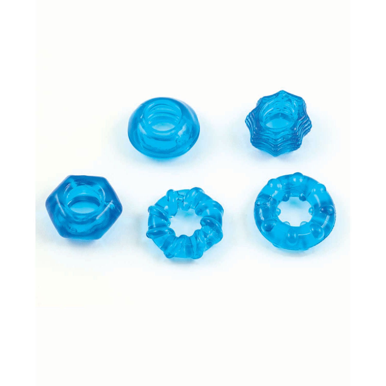 ENHANCER FIVE PIECE COCK RING SET-BLUE - #3280