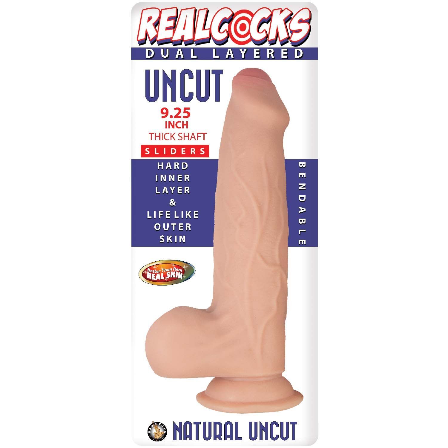 REALCOCKS DUAL LAYERED UNCUT SLIDERS 9.25&quot; THICK SHAFT-WHITE - #3068-1