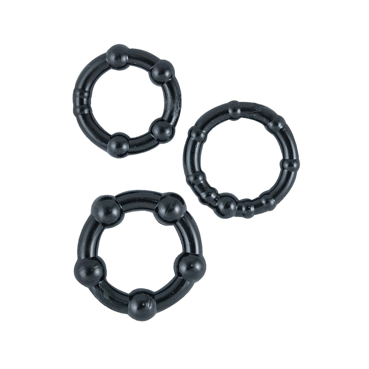RAM BEADED COCKRINGS-BLACK - #2485-2