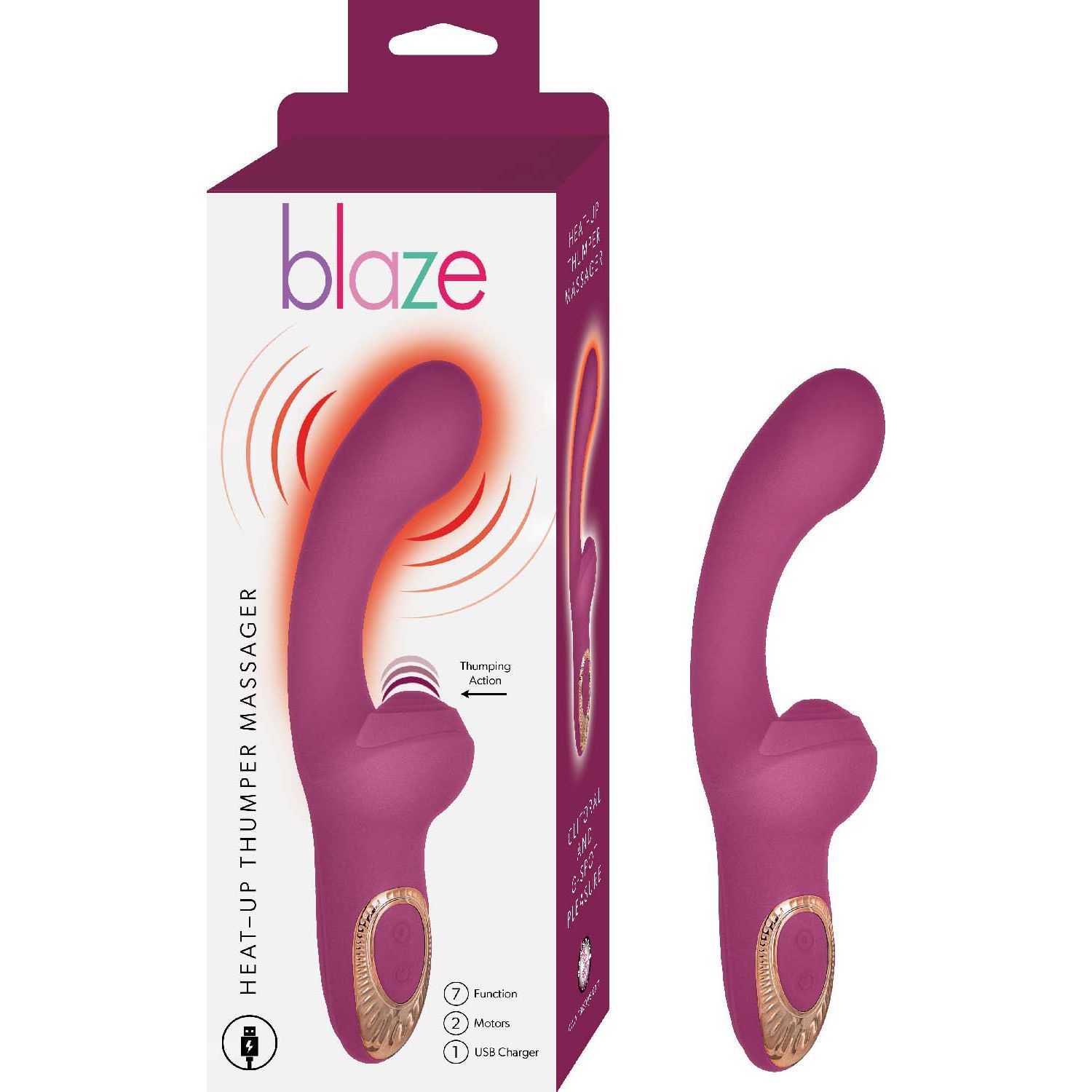 BLAZE HEAT-UP THUMPER MASSAGER-EGGPLANT - #3223-1