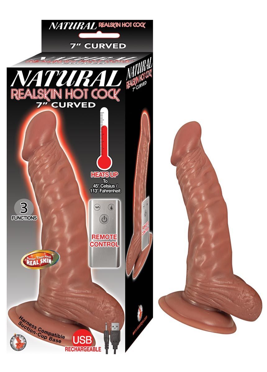 NATURAL REALSKIN HOT COCK CURVED 7&quot;-BROWN - #2891-2