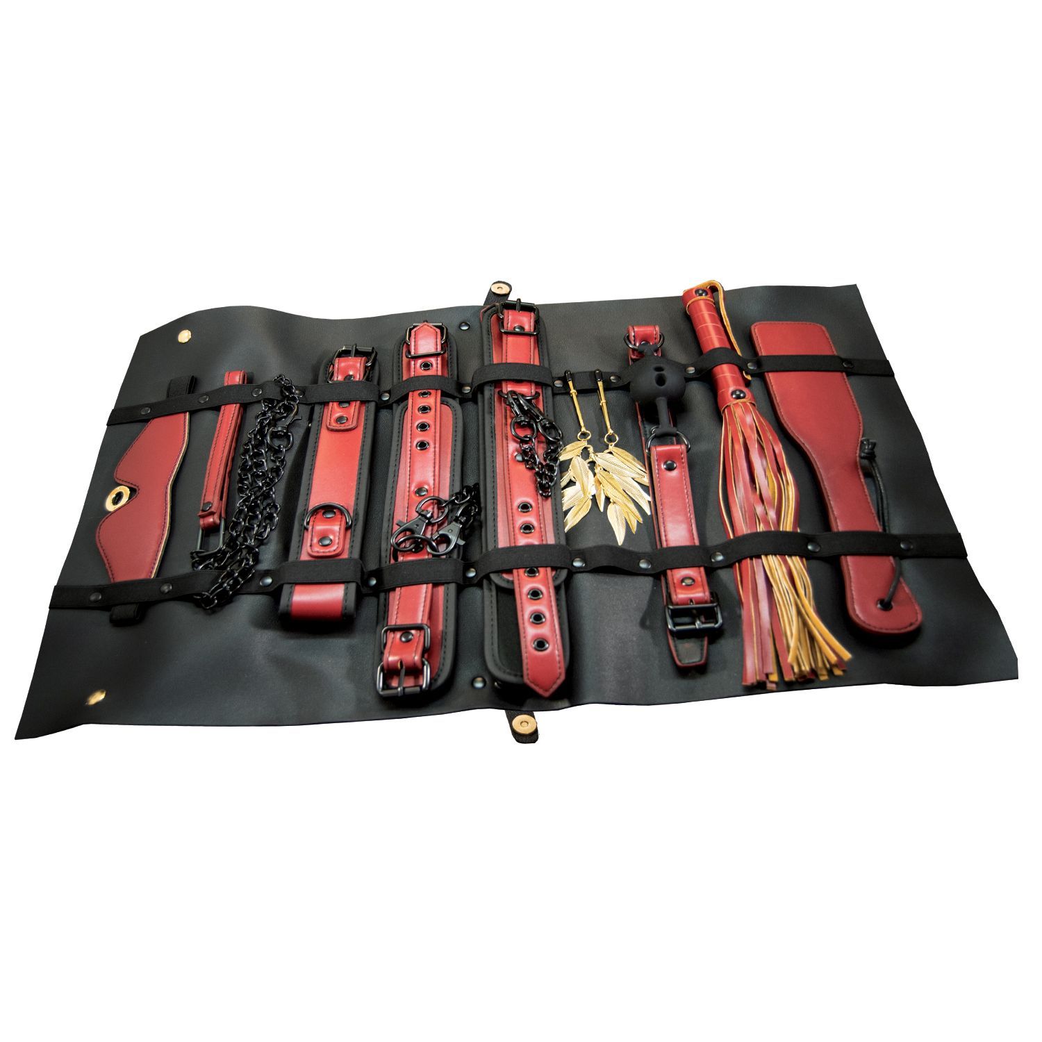 THE TRAVELER 10 PIECE RESTRAINTS &amp; BONDAGE PLAY KIT-MAROON - #3031
