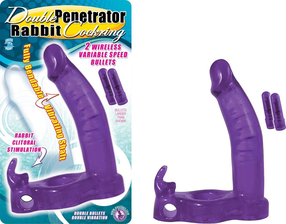 Double Penetrator rabbit cockring - purple - #2224-2