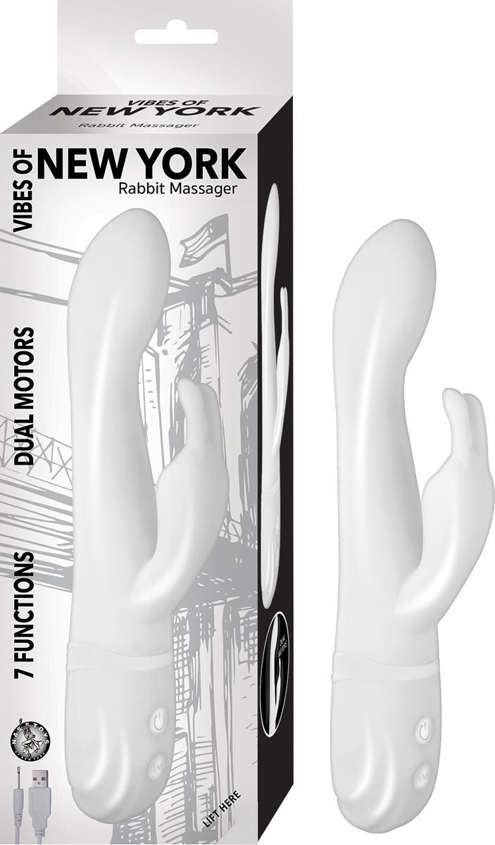 VIBES OF NEW YORK RABBIT MASSAGER-WHITE - #2883-1