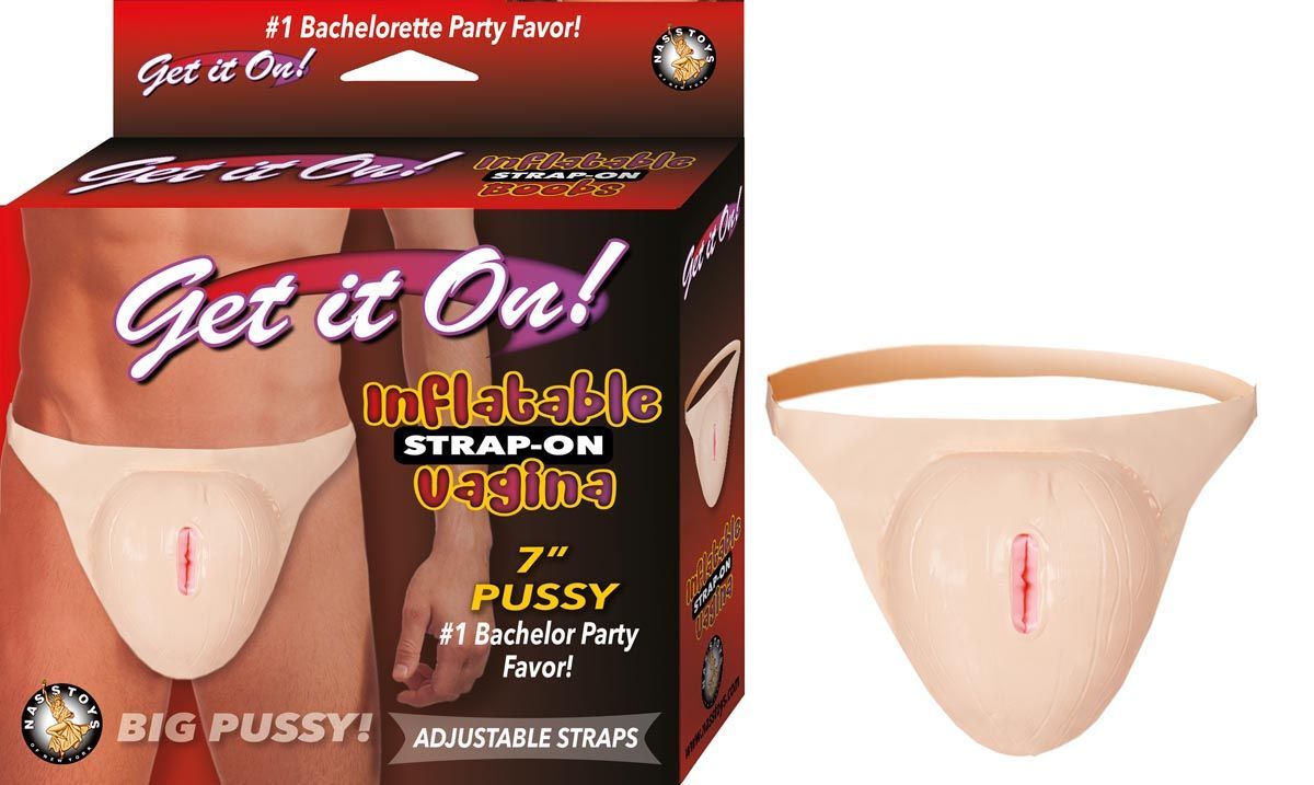 GET IT ON! INFLATABLE STRAP-ON VAGINA-WHITE - #2704